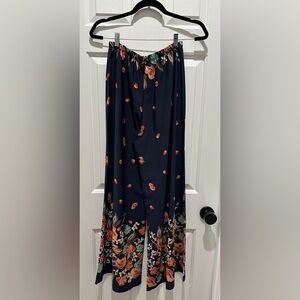 Emma Rose Navy Floral Wide-Leg Pants – Size Medium